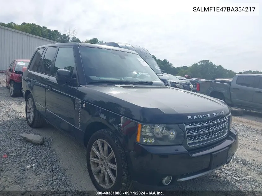 2011 Land Rover Range Rover Supercharged VIN: SALMF1E47BA354217 Lot: 40331885