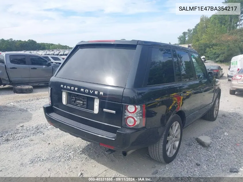 SALMF1E47BA354217 2011 Land Rover Range Rover Supercharged