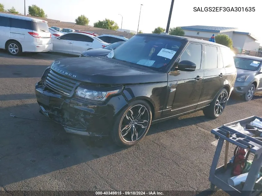 2016 Land Rover Range Rover 5.0L V8 Supercharged VIN: SALGS2EF3GA301635 Lot: 40349815