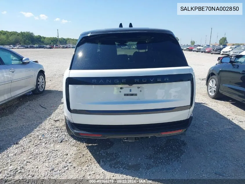 2022 Land Rover New Range Rover P530 Se VIN: SALKPBE70NA002850 Lot: 40168278