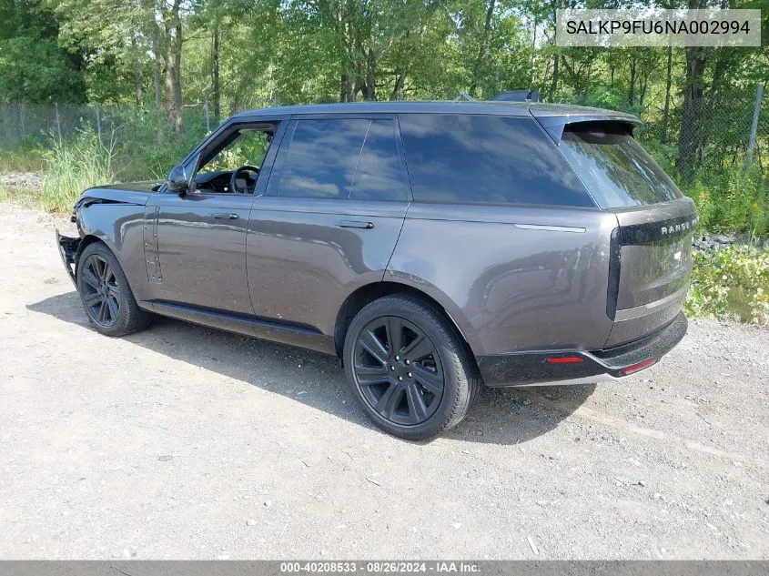 2022 Land Rover New Range Rover P400 Se VIN: SALKP9FU6NA002994 Lot: 40208533