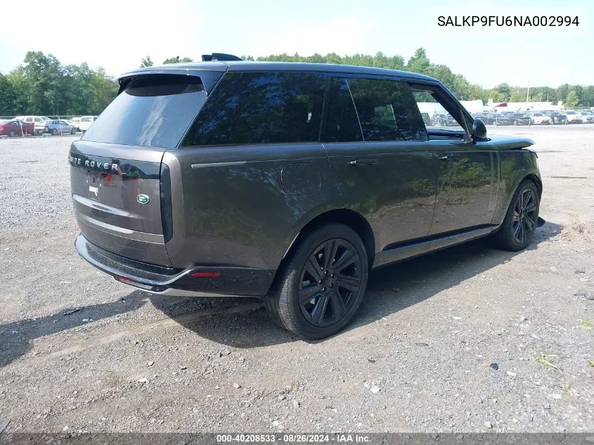 2022 Land Rover New Range Rover P400 Se VIN: SALKP9FU6NA002994 Lot: 40208533