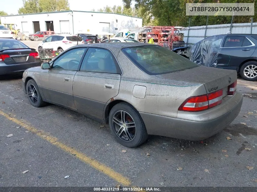 2000 Lexus Es 300 VIN: JT8BF28G7Y5090474 Lot: 40331219