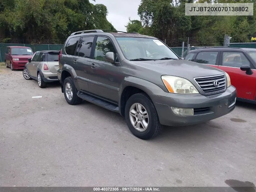 2007 Lexus Gx 470 470 VIN: JTJBT20X070138802 Lot: 40372305