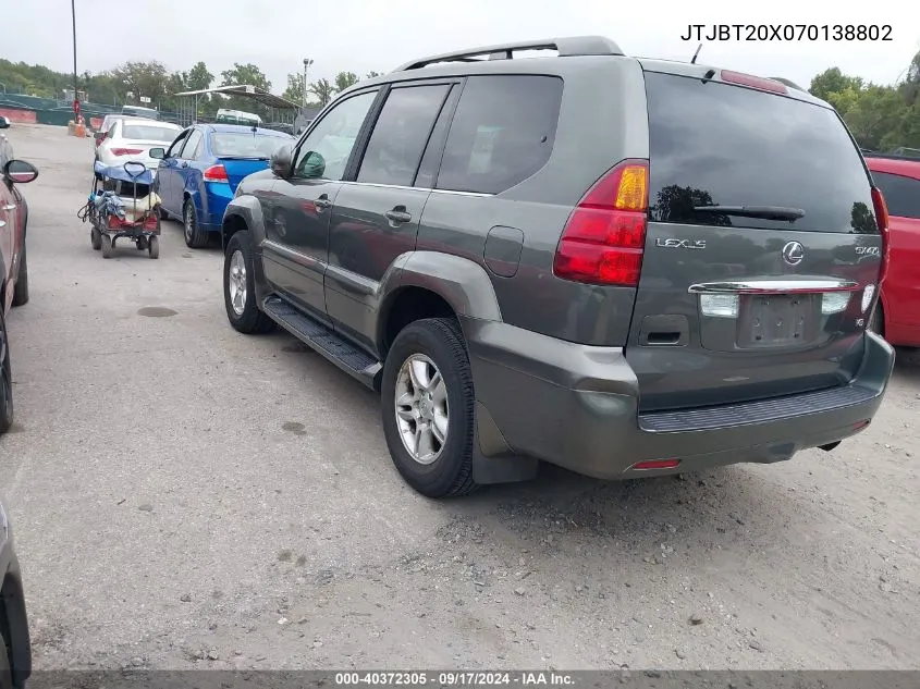 2007 Lexus Gx 470 470 VIN: JTJBT20X070138802 Lot: 40372305