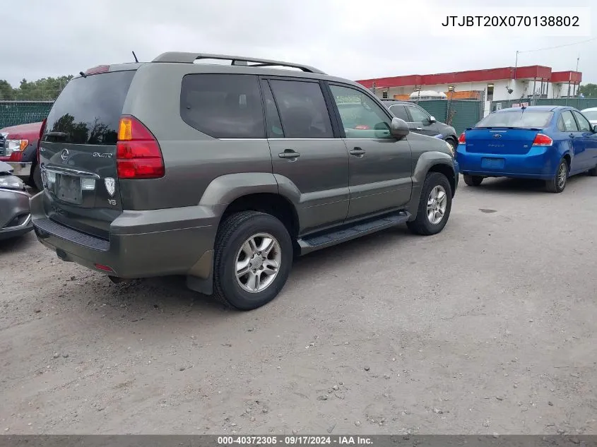 2007 Lexus Gx 470 470 VIN: JTJBT20X070138802 Lot: 40372305