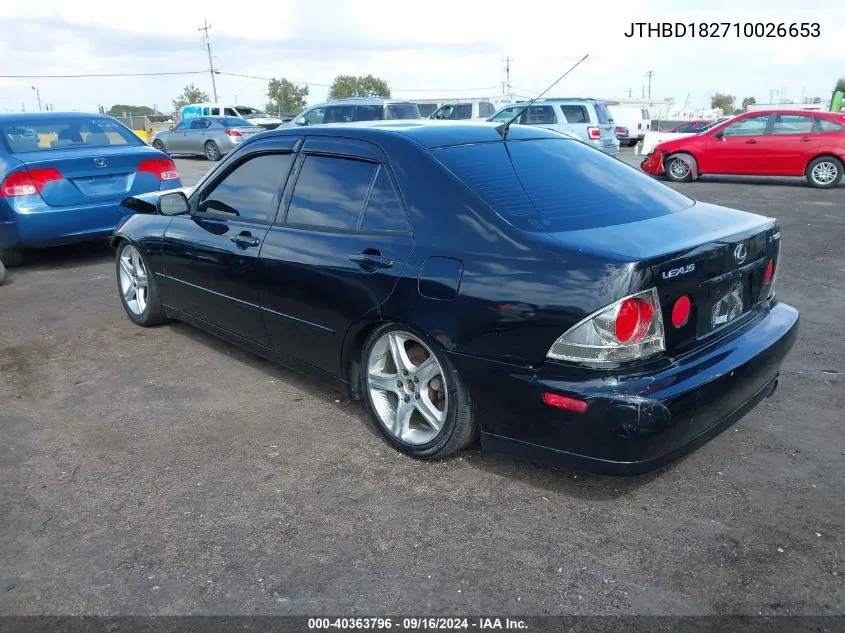 2001 Lexus Is 300 VIN: JTHBD182710026653 Lot: 40363796