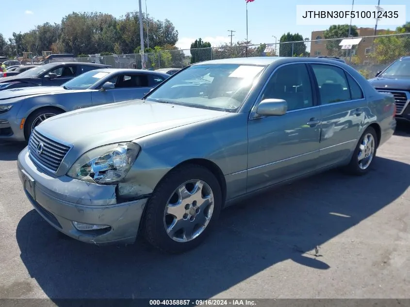 2001 Lexus Ls 430 VIN: JTHBN30F510012435 Lot: 40358857