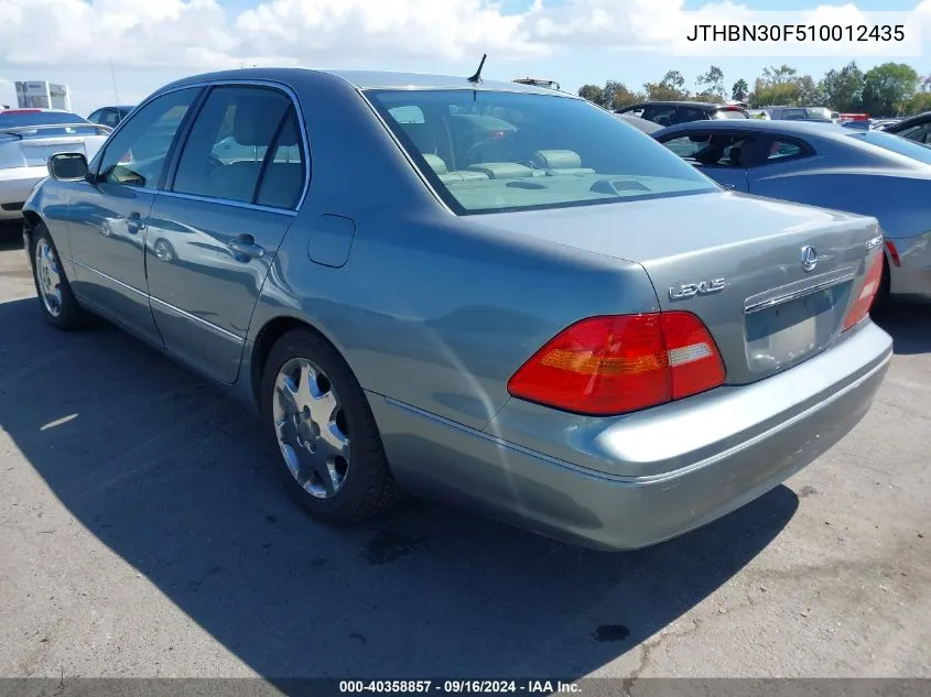 2001 Lexus Ls 430 VIN: JTHBN30F510012435 Lot: 40358857