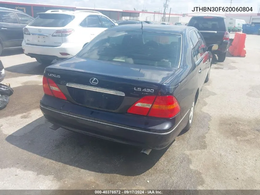 2002 Lexus Ls 430 VIN: JTHBN30F620060804 Lot: 40378572