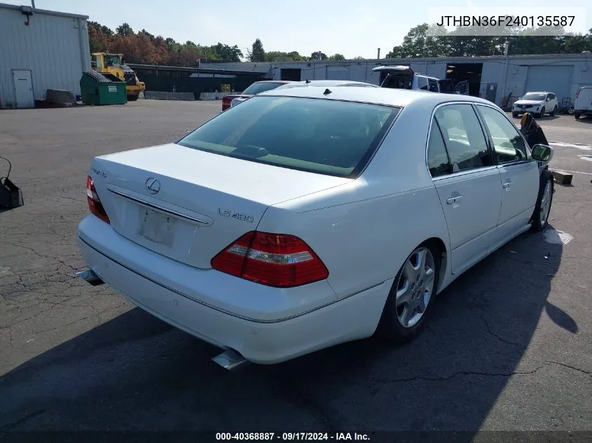 2004 Lexus Ls 430 VIN: JTHBN36F240135587 Lot: 40368887