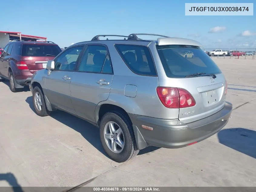 1999 Lexus Rx 300 VIN: JT6GF10U3X0038474 Lot: 40384678