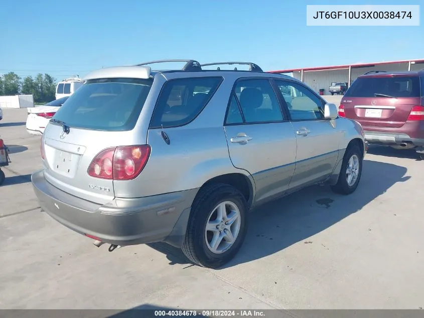 1999 Lexus Rx 300 VIN: JT6GF10U3X0038474 Lot: 40384678