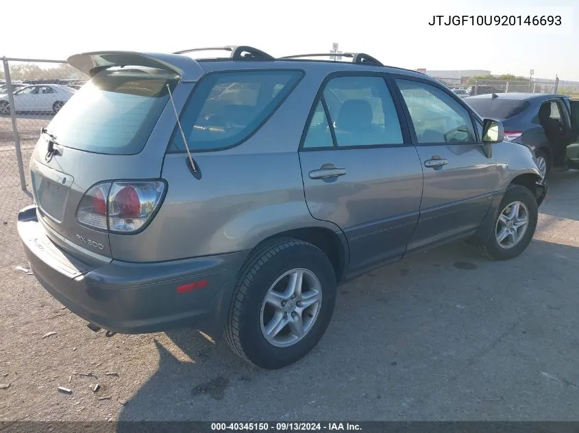 2002 Lexus Rx 300 VIN: JTJGF10U920146693 Lot: 40345150