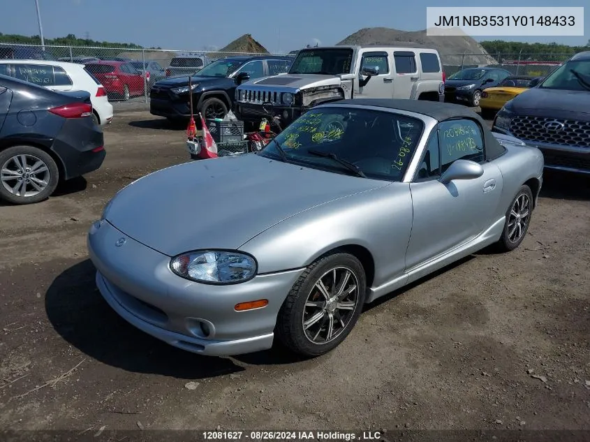 2000 Mazda Miata VIN: JM1NB3531Y0148433 Lot: 12081627