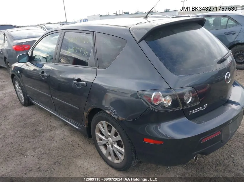 2007 Mazda Mazda3 VIN: JM1BK343271757530 Lot: 12089115