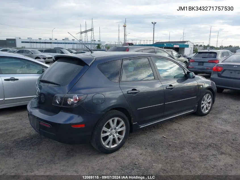 2007 Mazda Mazda3 VIN: JM1BK343271757530 Lot: 12089115