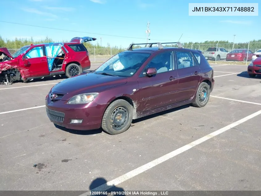 2007 Mazda Mazda3 VIN: JM1BK343X71748882 Lot: 12089165