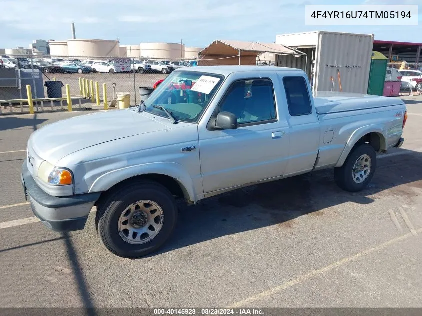 2004 Mazda B3000 Ds VIN: 4F4YR16U74TM05194 Lot: 40145928