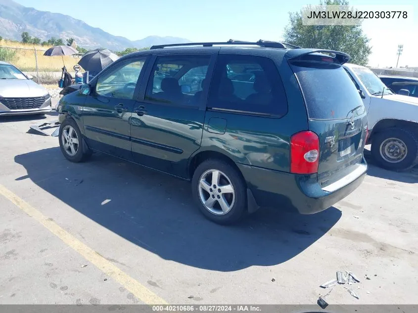 2002 Mazda Mpv Es/Lx VIN: JM3LW28J220303778 Lot: 40210686