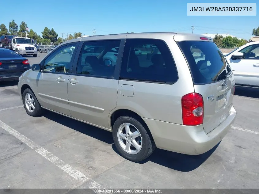 2003 Mazda Mpv Es/Lx/Lx-Sv VIN: JM3LW28A530337716 Lot: 40291556