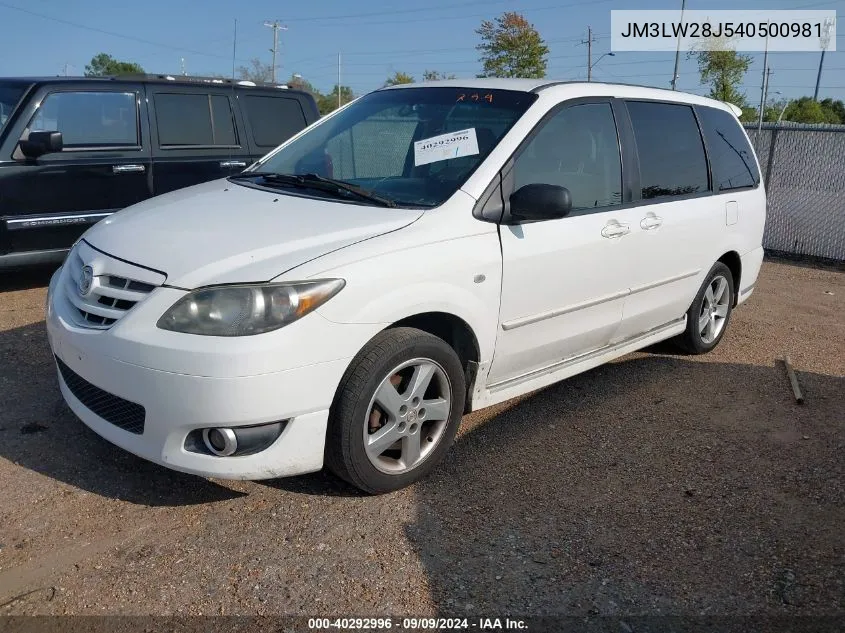 2004 Mazda Mpv Lx VIN: JM3LW28J540500981 Lot: 40292996