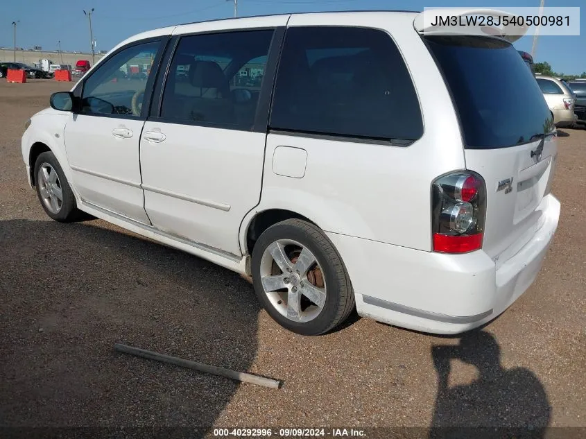 2004 Mazda Mpv Lx VIN: JM3LW28J540500981 Lot: 40292996