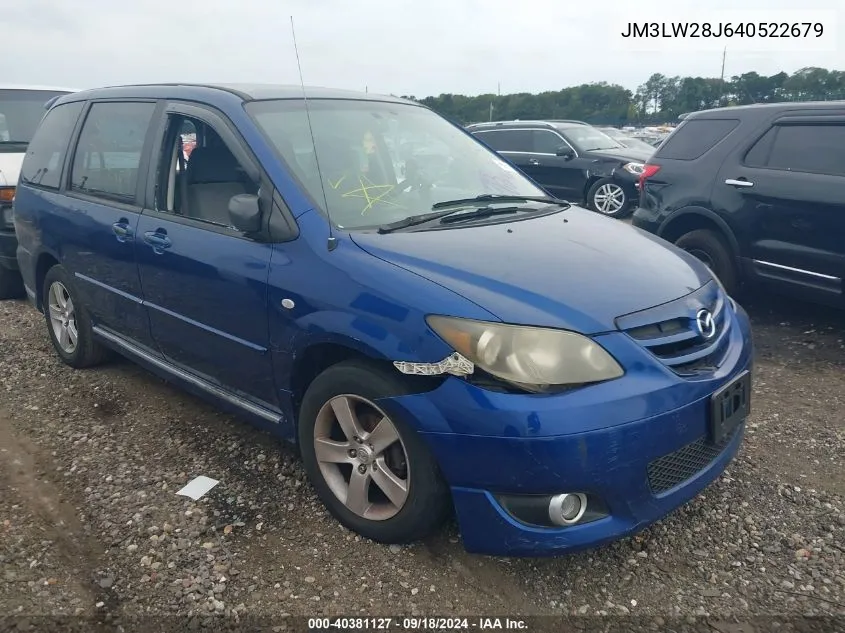 2004 Mazda Mpv Wagon VIN: JM3LW28J640522679 Lot: 40381127