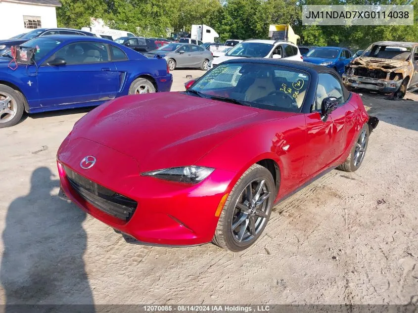 2016 Mazda Mx-5 VIN: JM1NDAD7XG0114038 Lot: 12070085