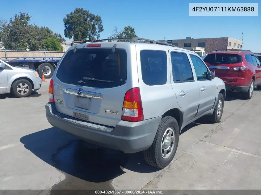 2001 Mazda Tribute Dx V6 VIN: 4F2YU07111KM63888 Lot: 40269567