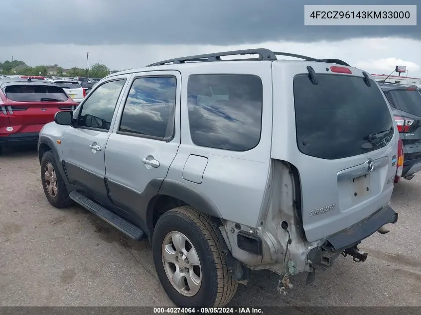 2003 Mazda Tribute Es V6 VIN: 4F2CZ96143KM33000 Lot: 40274064