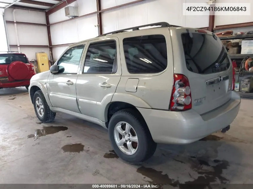 2006 Mazda Tribute S VIN: 4F2CZ94186KM06843 Lot: 40099601