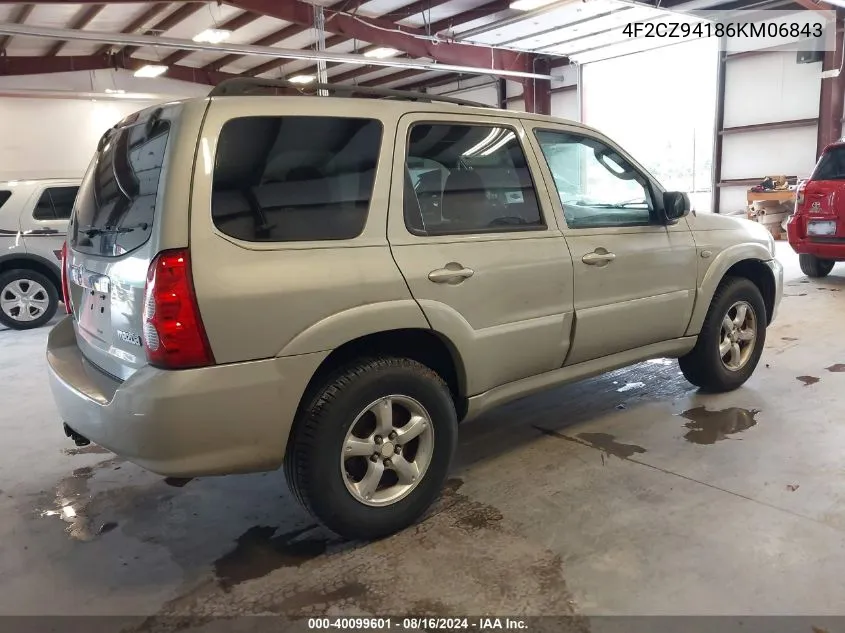 2006 Mazda Tribute S VIN: 4F2CZ94186KM06843 Lot: 40099601