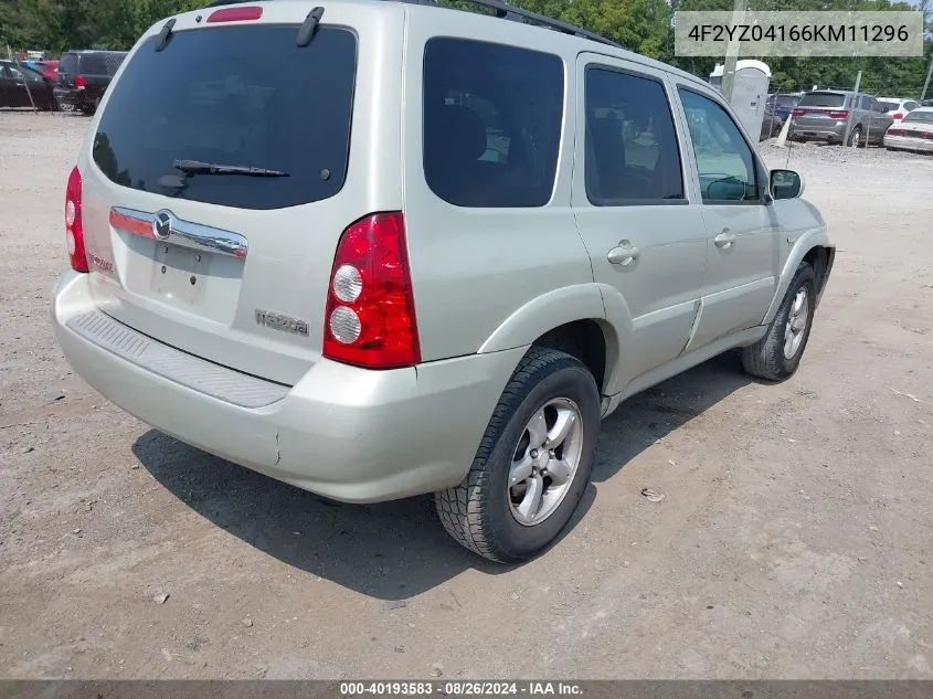 2006 Mazda Tribute S VIN: 4F2YZ04166KM11296 Lot: 40193583