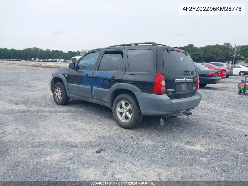 2006 Mazda Tribute I VIN: 4F2YZ02Z96KM28778 Lot: 40314617