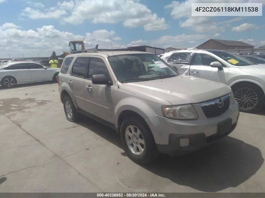 2008 Mazda Tribute S Touring VIN: 4F2CZ06118KM11538 Lot: 40236852