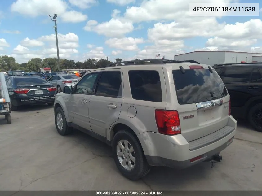 2008 Mazda Tribute S Touring VIN: 4F2CZ06118KM11538 Lot: 40236852