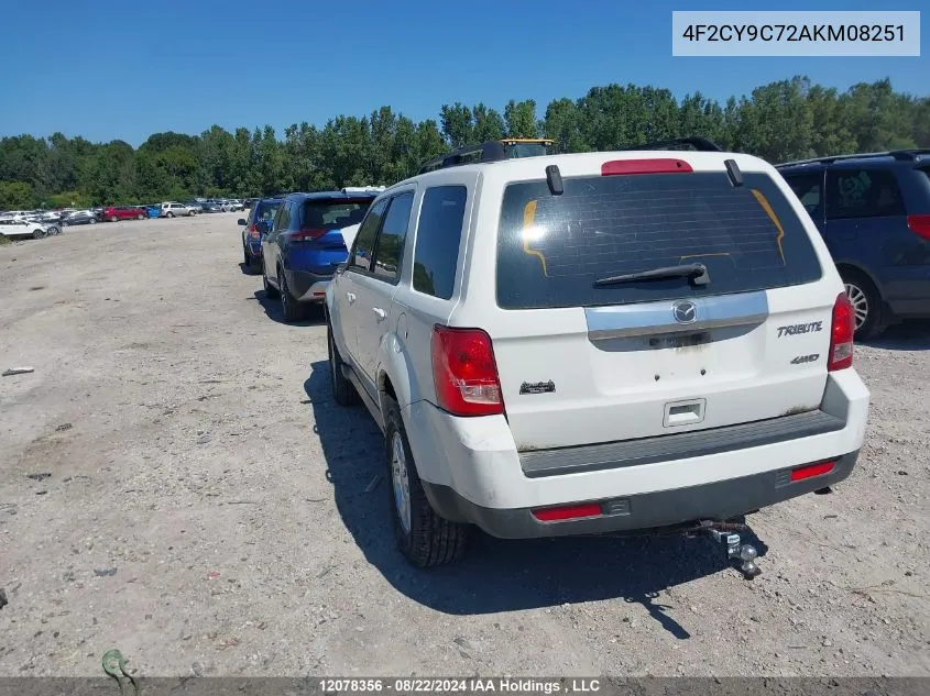 2010 Mazda Tribute VIN: 4F2CY9C72AKM08251 Lot: 12078356