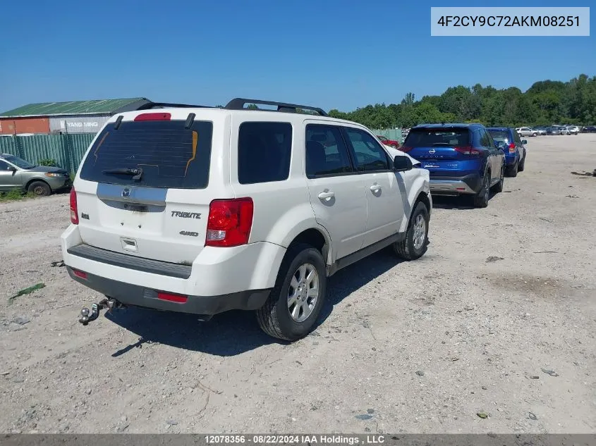 2010 Mazda Tribute VIN: 4F2CY9C72AKM08251 Lot: 12078356