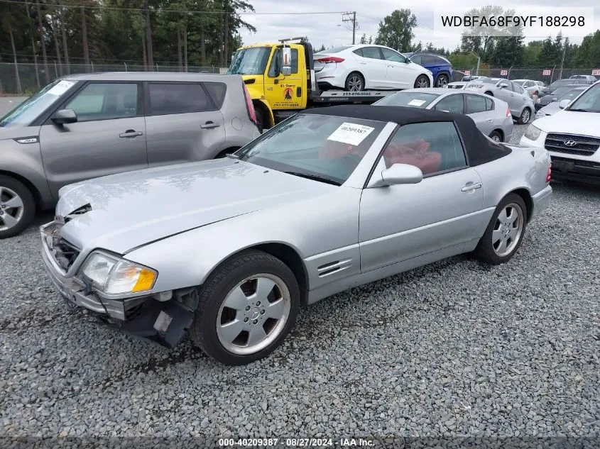 2000 Mercedes-Benz Sl 500 VIN: WDBFA68F9YF188298 Lot: 40209387