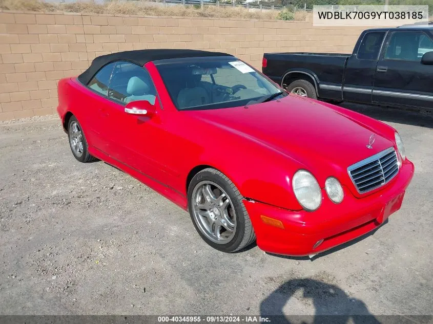 2000 Mercedes-Benz Clk 430 VIN: WDBLK70G9YT038185 Lot: 40345955