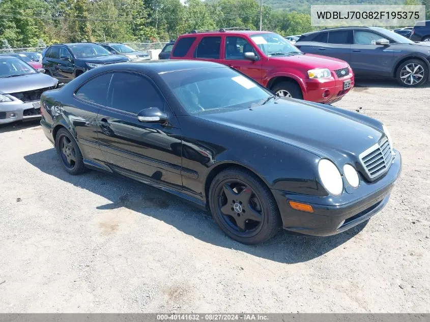 2002 Mercedes-Benz Clk 430 VIN: WDBLJ70G82F195375 Lot: 40141632