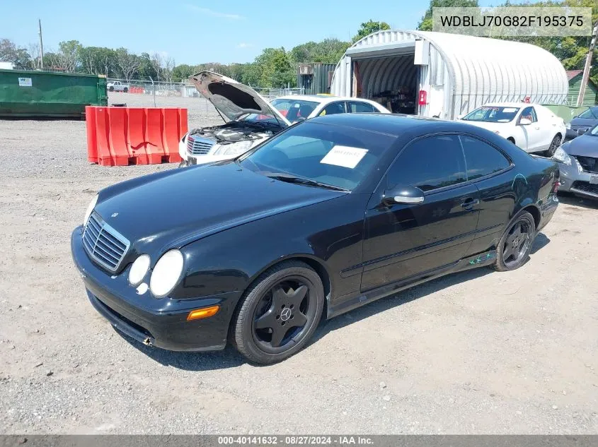 2002 Mercedes-Benz Clk 430 VIN: WDBLJ70G82F195375 Lot: 40141632