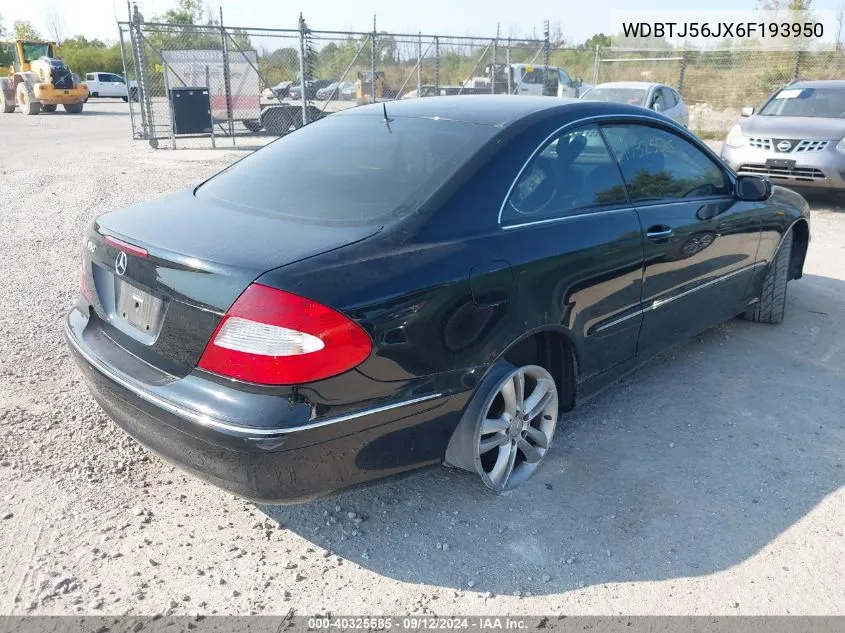 2006 Mercedes-Benz Clk 350 VIN: WDBTJ56JX6F193950 Lot: 40325585