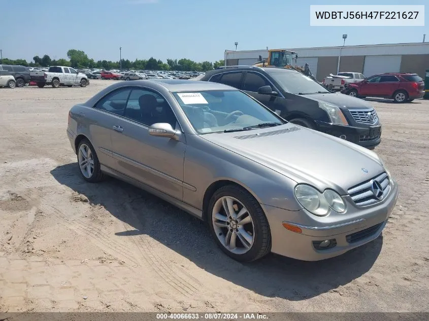 2007 Mercedes-Benz Clk 350 VIN: WDBTJ56H47F221627 Lot: 40066633