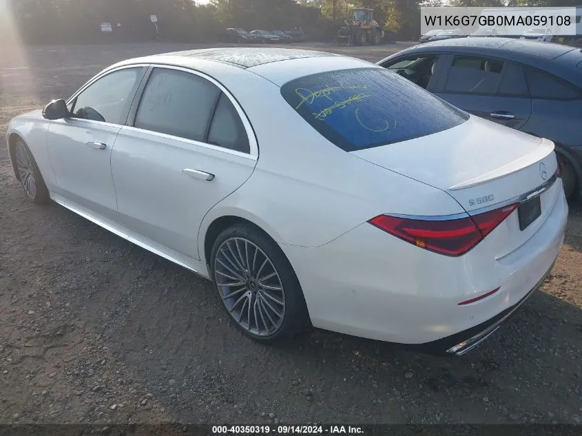 2021 Mercedes-Benz S 580 4Matic VIN: W1K6G7GB0MA059108 Lot: 40350319