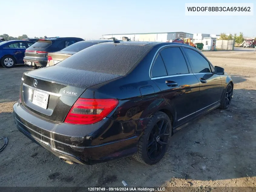 2012 Mercedes-Benz C-Class VIN: WDDGF8BB3CA693662 Lot: 12079749