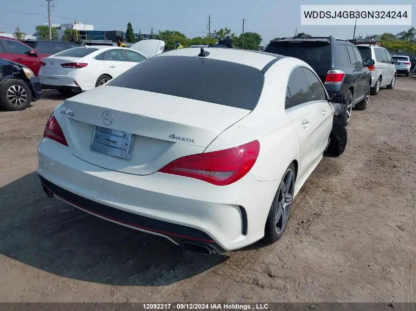 2016 Mercedes-Benz Cla VIN: WDDSJ4GB3GN324244 Lot: 12092217