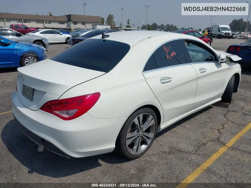 2017 Mercedes-Benz Cla 250 VIN: WDDSJ4EB2HN422668 Lot: 40324331