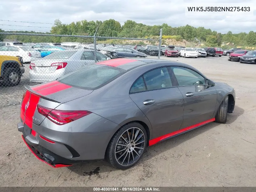 2022 Mercedes-Benz Amg Cla 35 4Matic VIN: W1K5J5BB2NN275433 Lot: 40301841